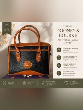 Vintage Dooney & Bourke Black and Brown Leather Satchel